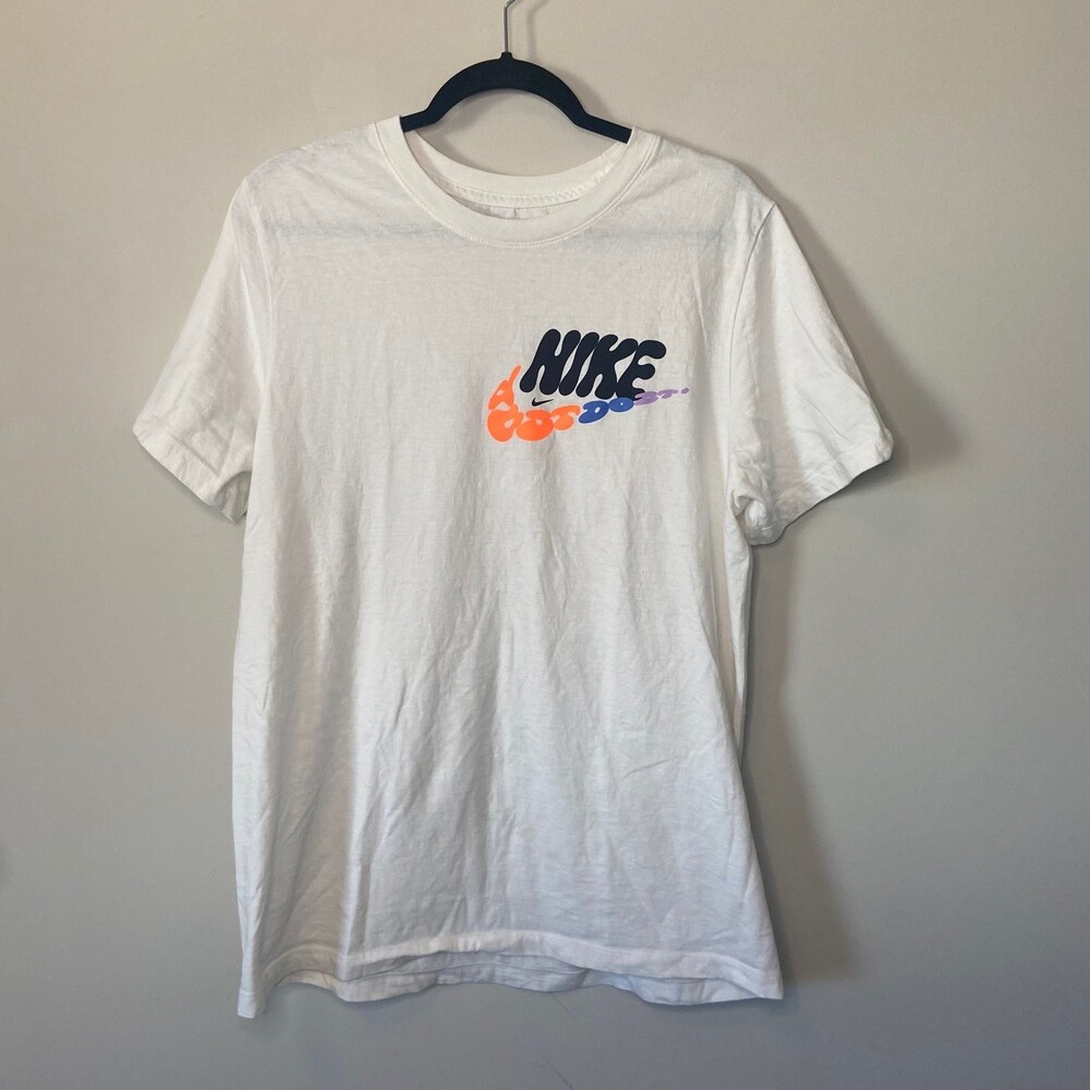 Nike White Graffiti Graphic T-Shirt Sz Large